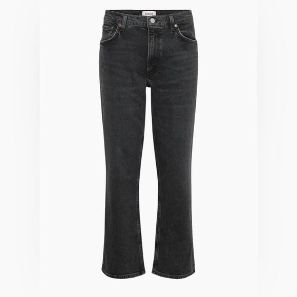 Agolde Denim - Agolde black kye mid rise straight crop jeans size 22